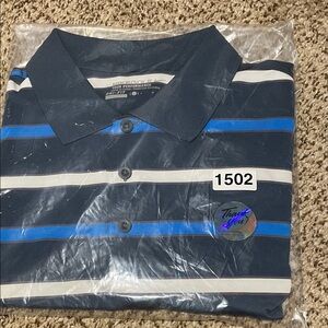 Nike Men's Polo Shirt in Navy and White Stripes